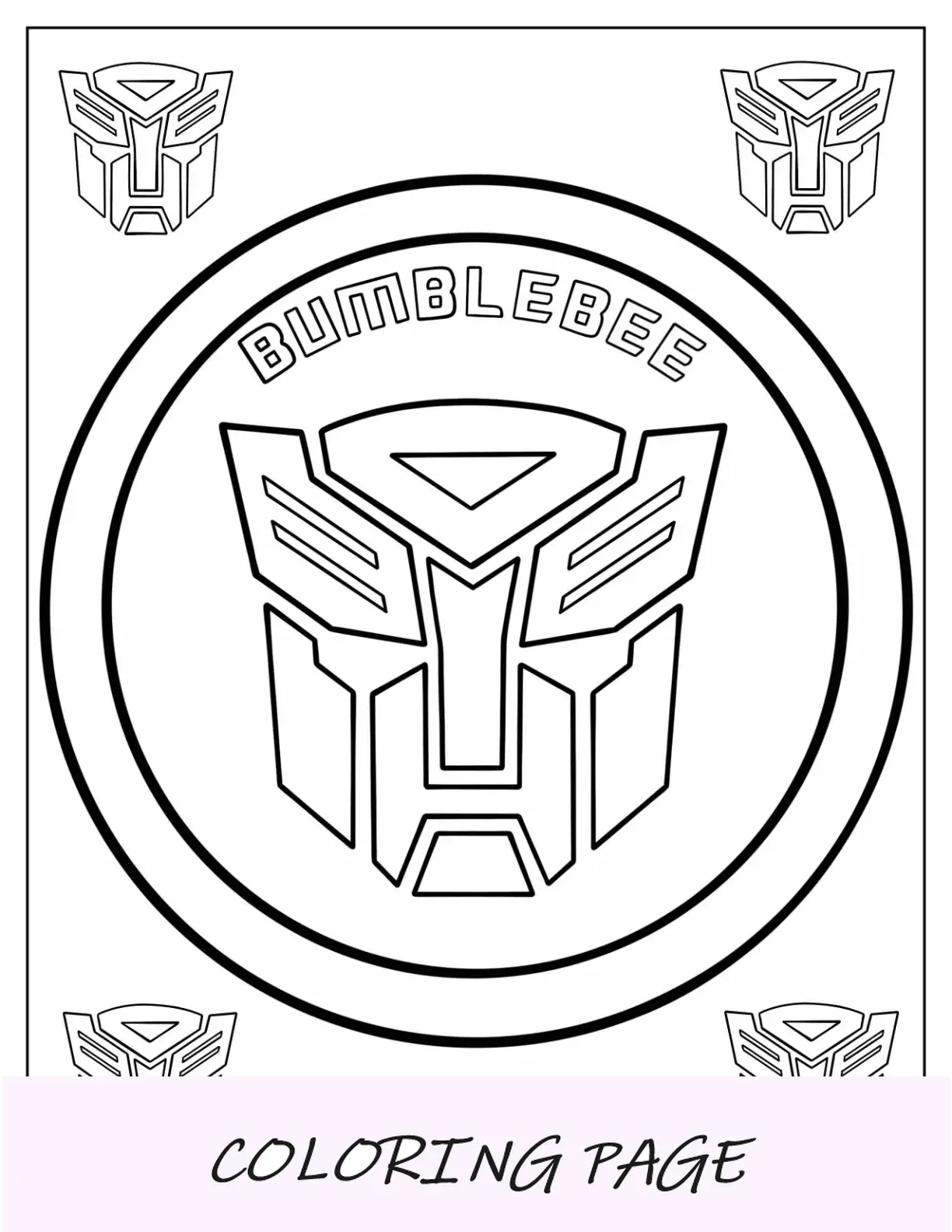 Logotipo da página para colorir do Bumblebee