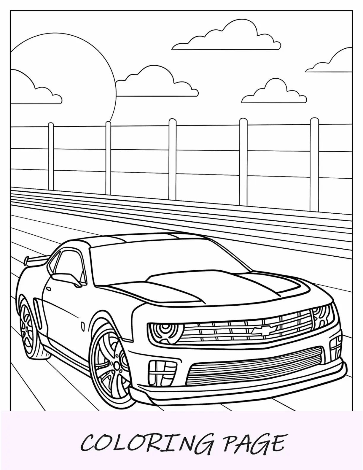 Página para colorir de abelha em forma de Chevrolet Camaro