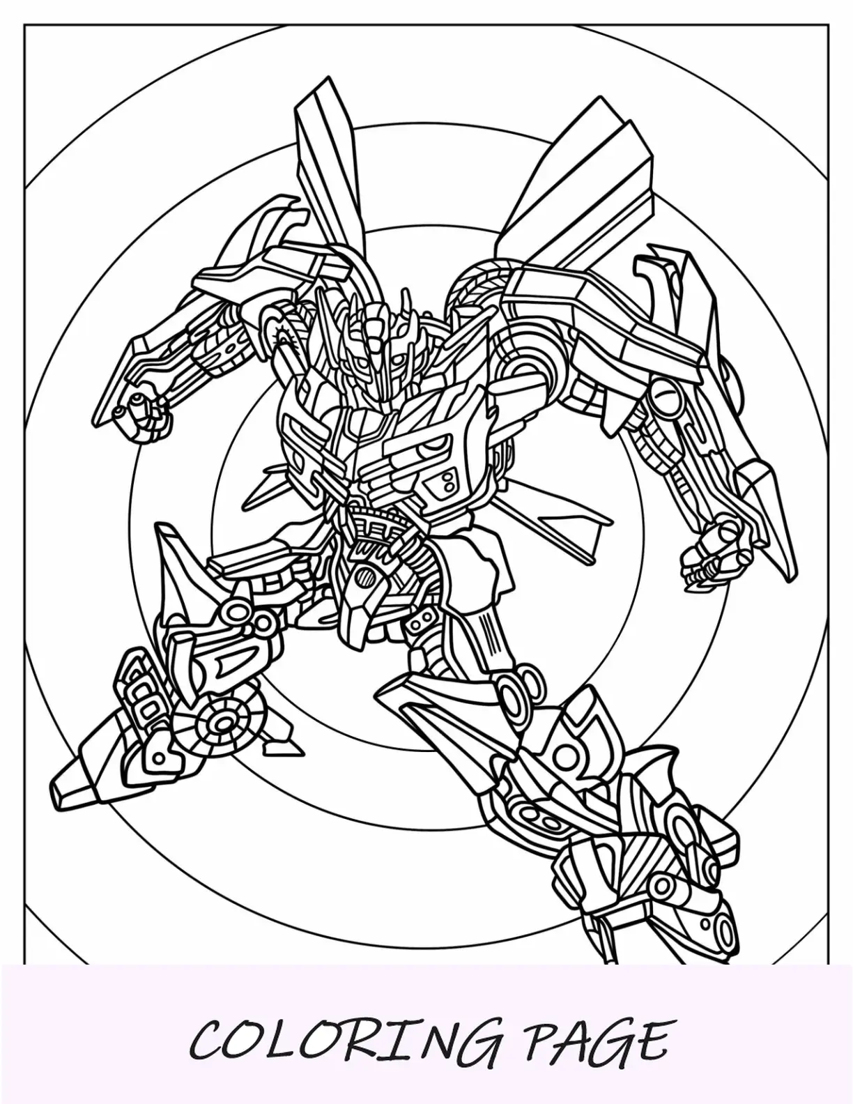 Transformação intrincada da página para colorir do Autobot Bumblebee