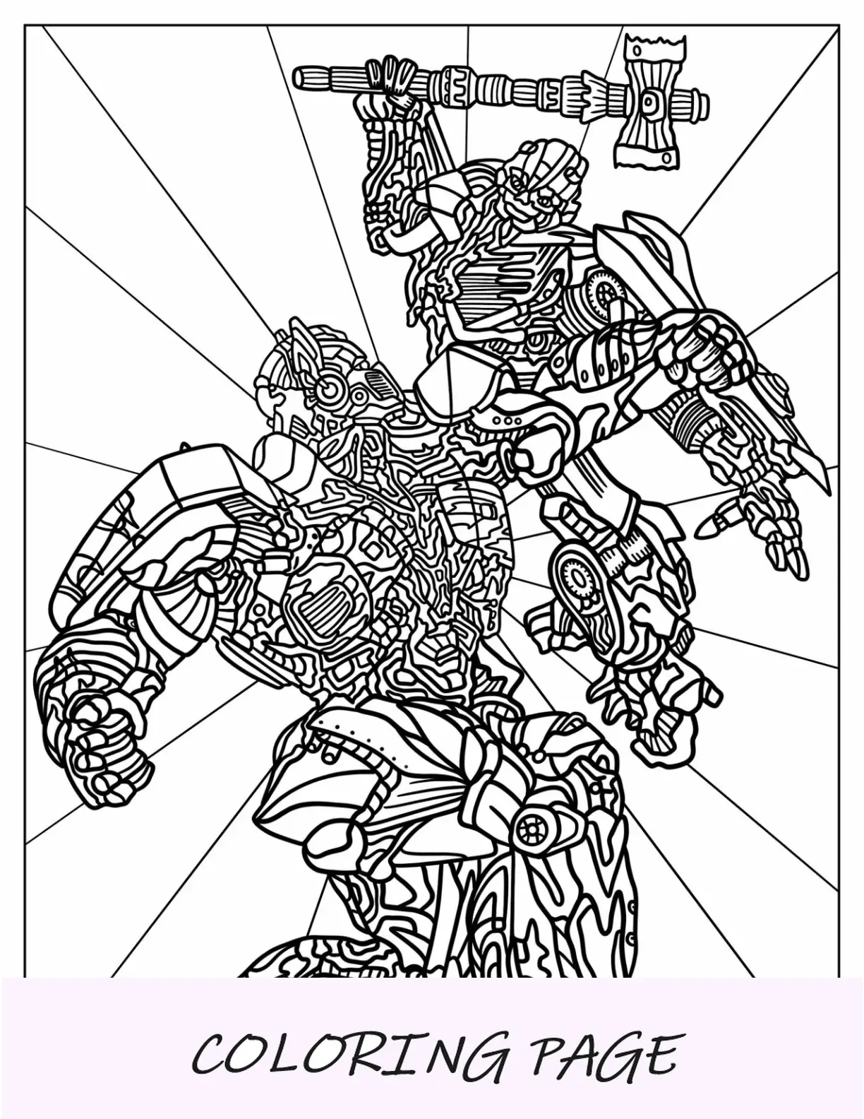 Página para colorir Optimus Prime vs Bumblebee