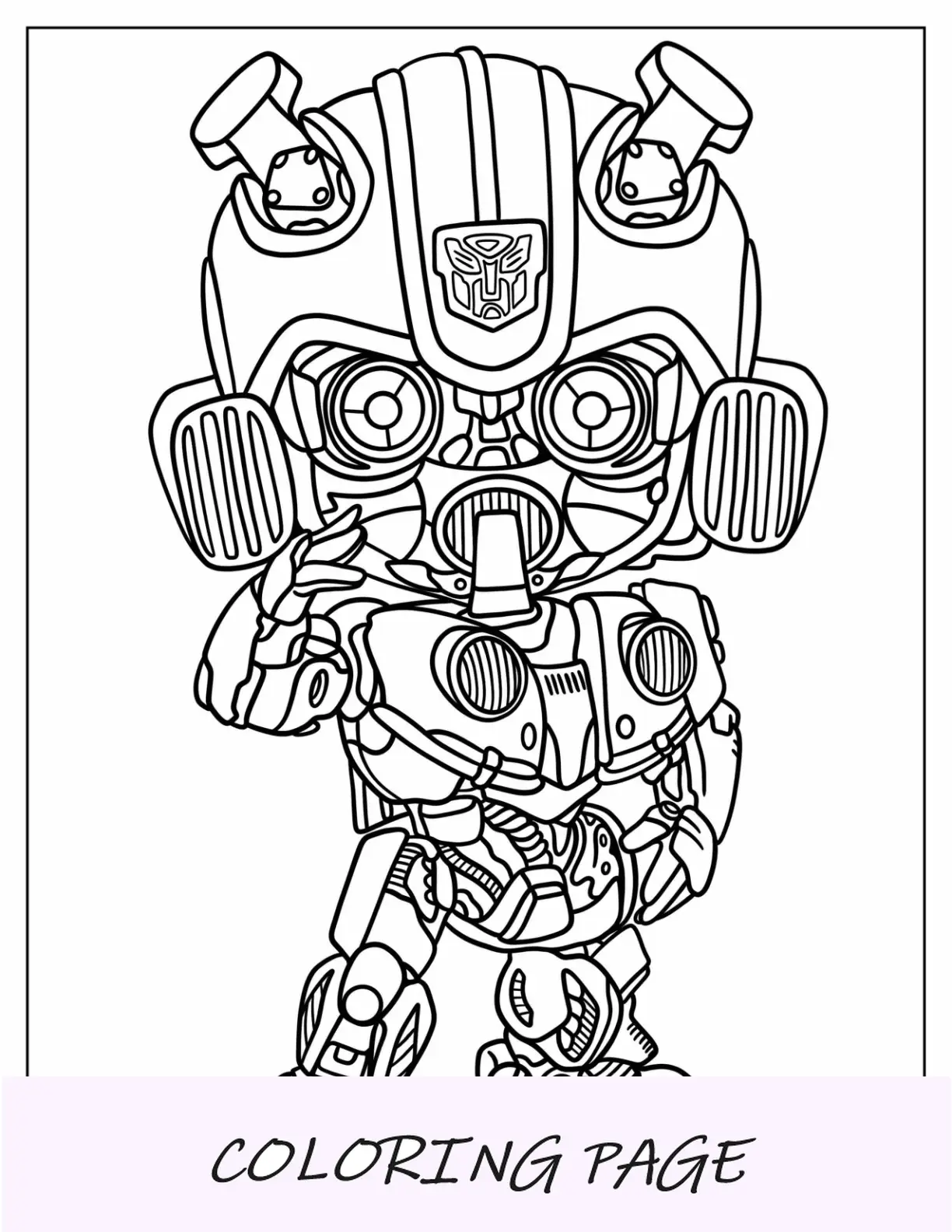 Página para colorir Kawaii Bumblebee para crianças em idade pré-escolar