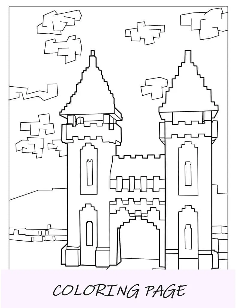 Castelo Minecraft para colorir