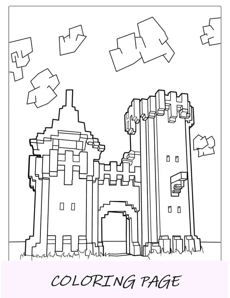 Folha para colorir do Castelo Minecraft