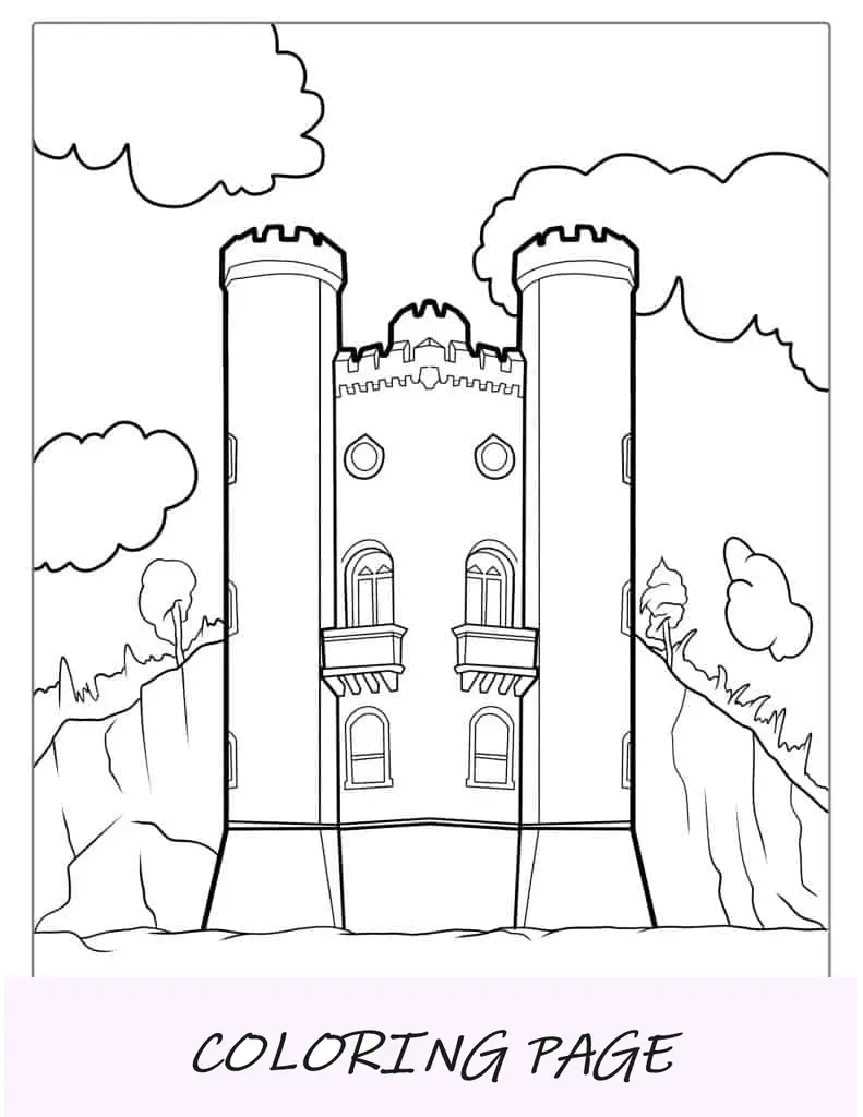 Página para colorir do Castelo da Princesa