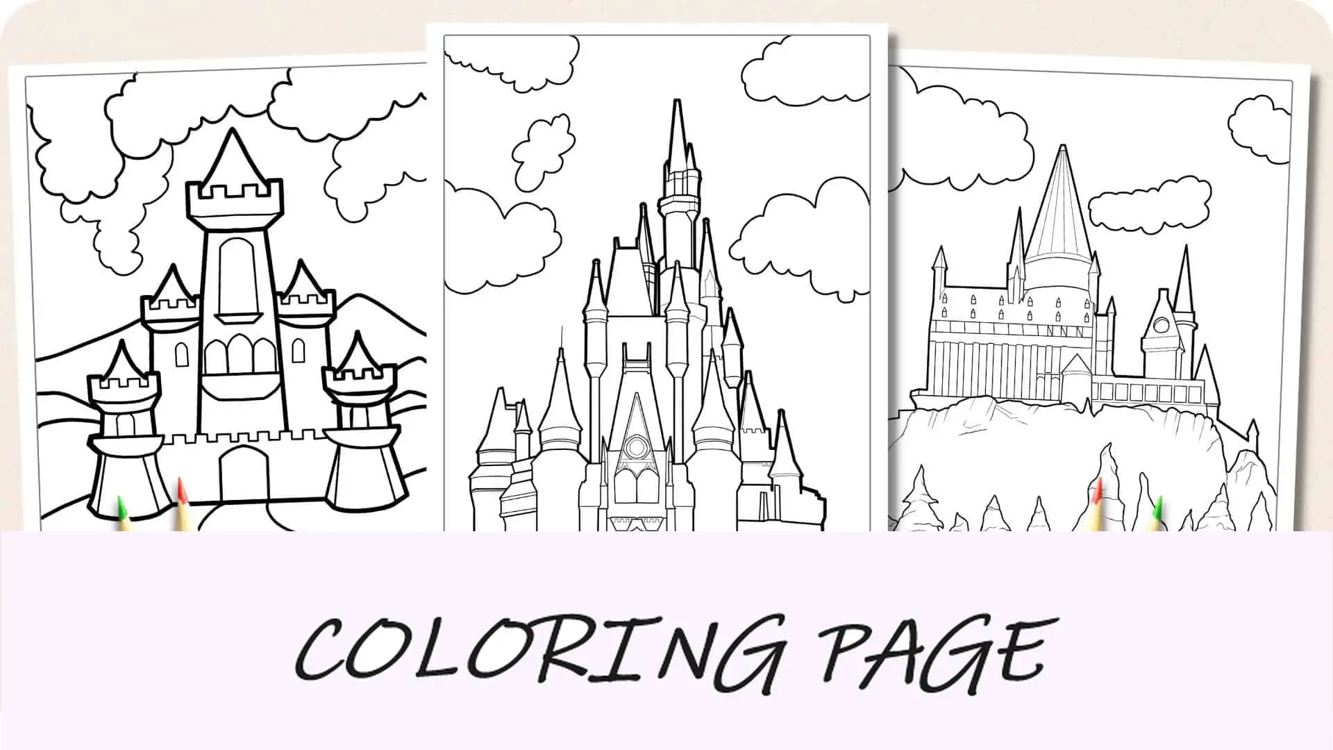 Imagem em destaque de páginas para colorir de castelo