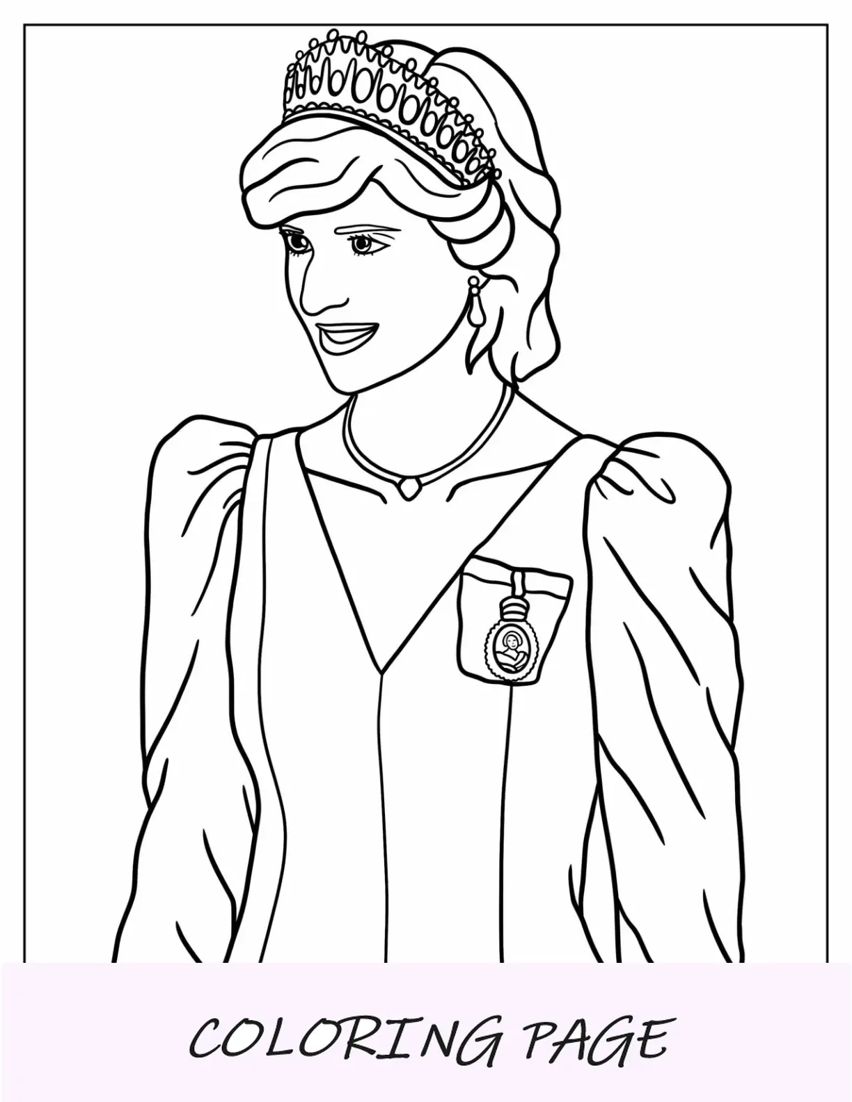 Princesa para colorir da princesa Diana realista