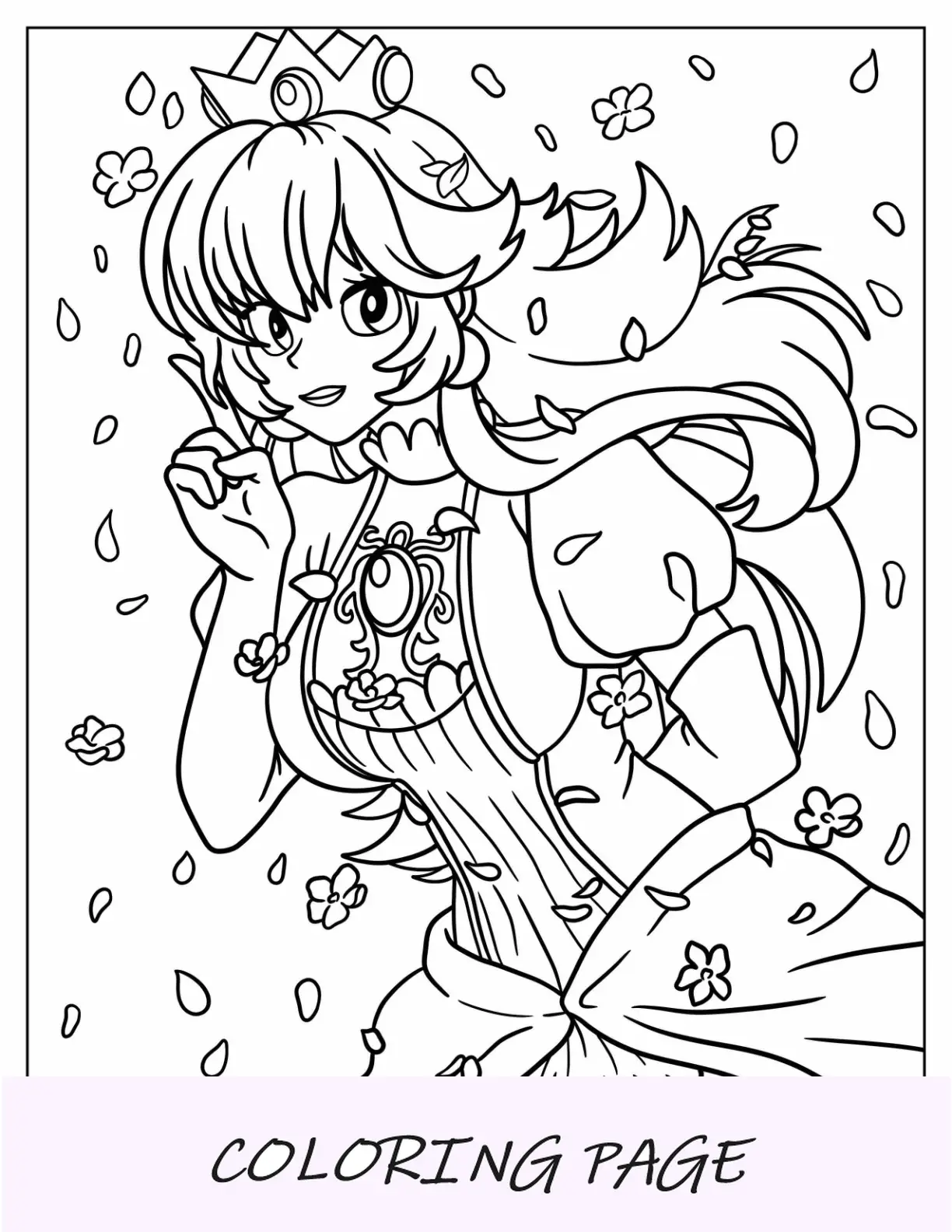 Desenho de princesa para colorir do anime Princesa Peach