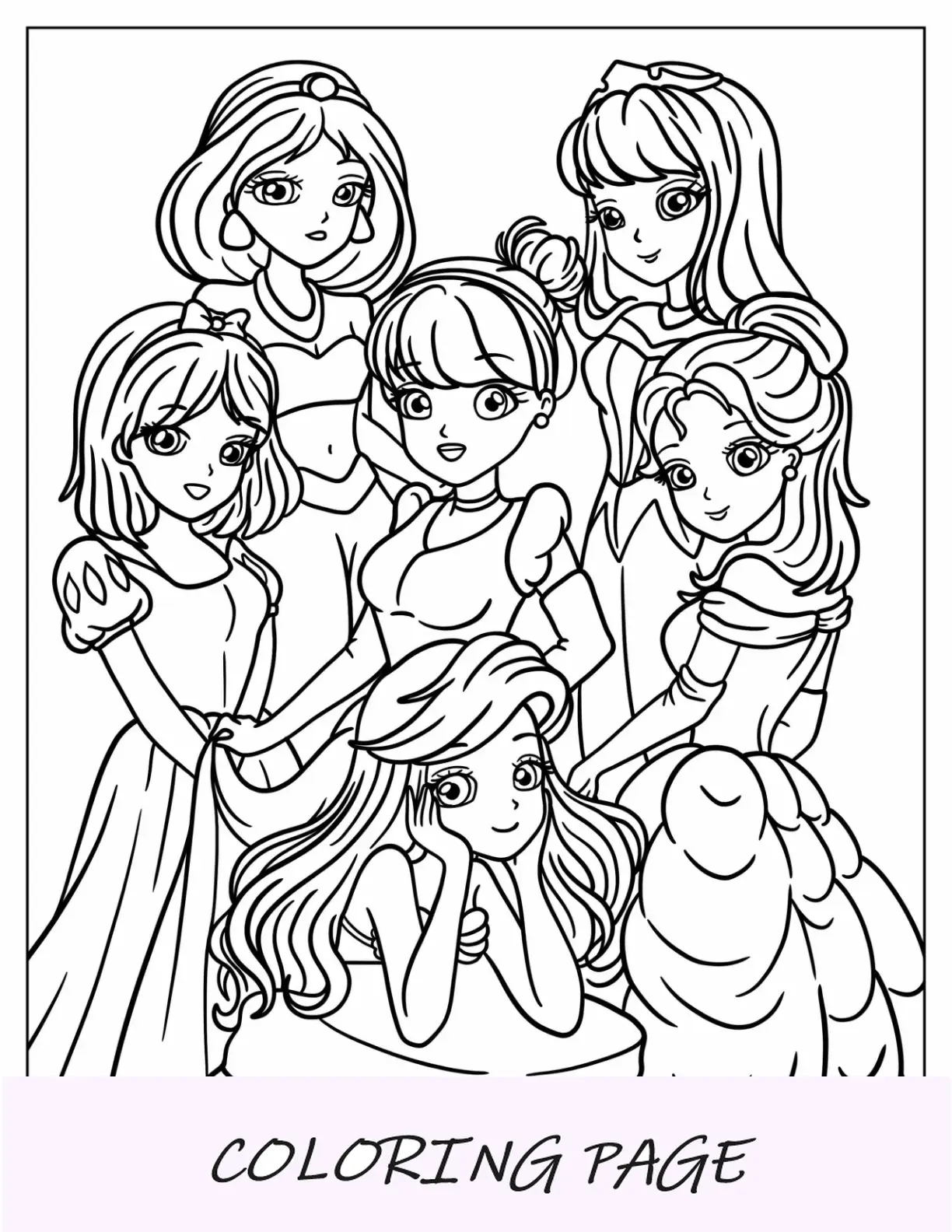 Desenhos animados das princesas da Disney para colorir para crianças