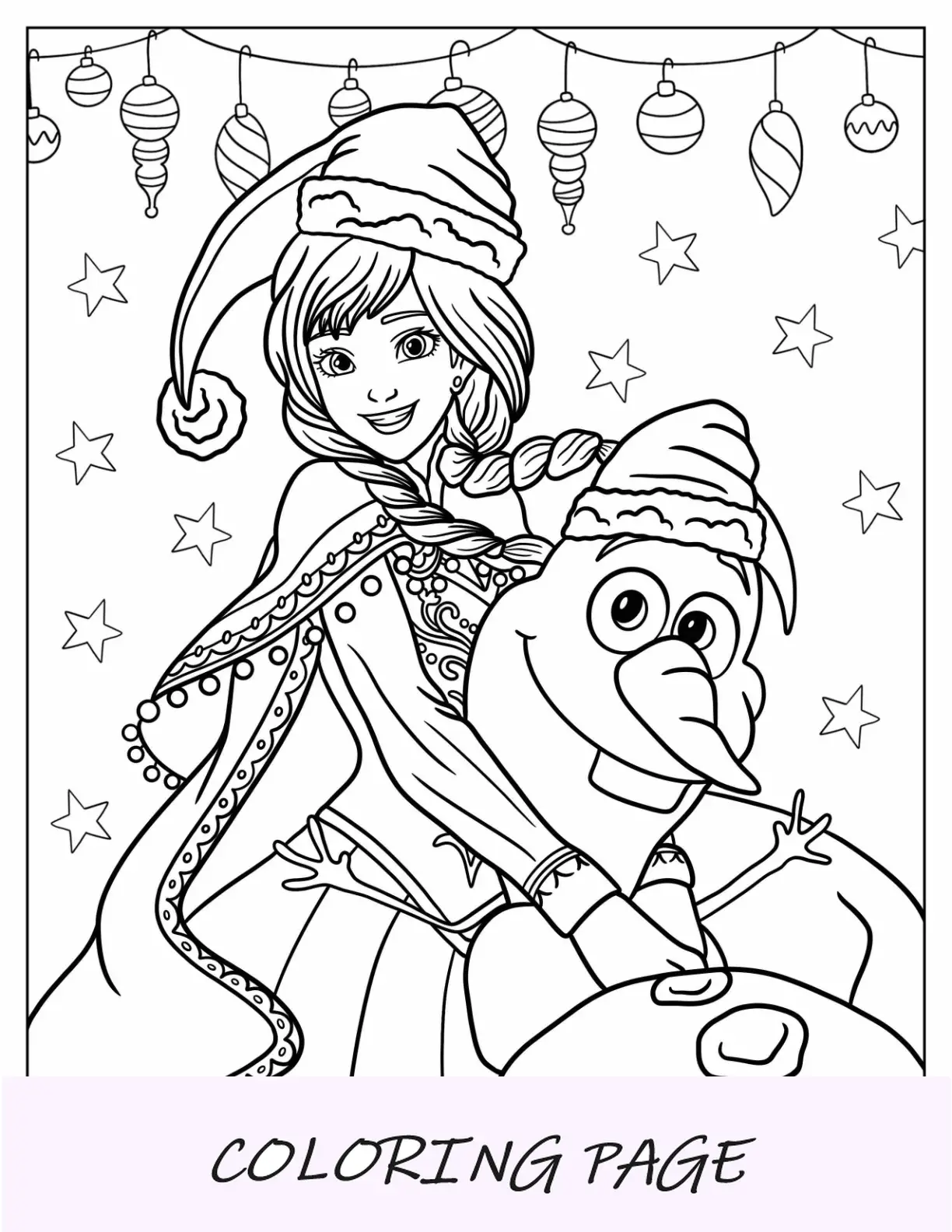 Anna y Olaf en trajes navideños para colorear
