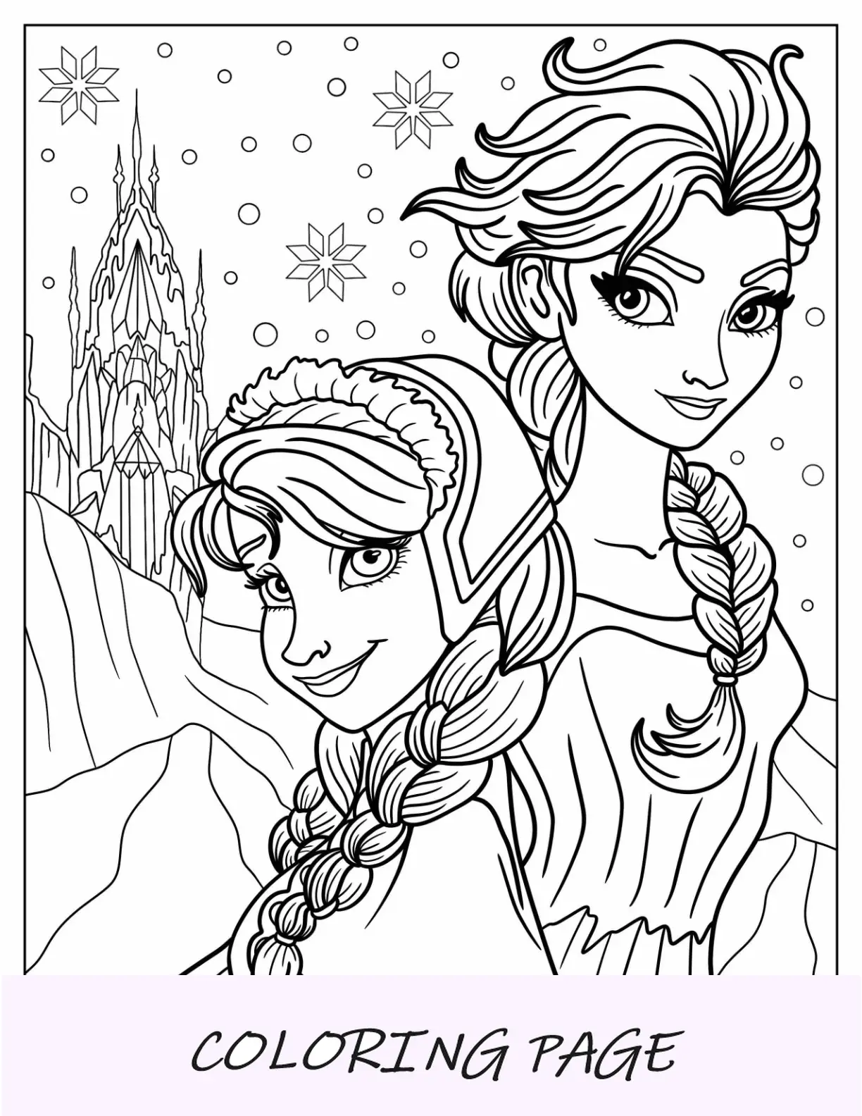 Frozen Anna y Elsa en invierno para colorear