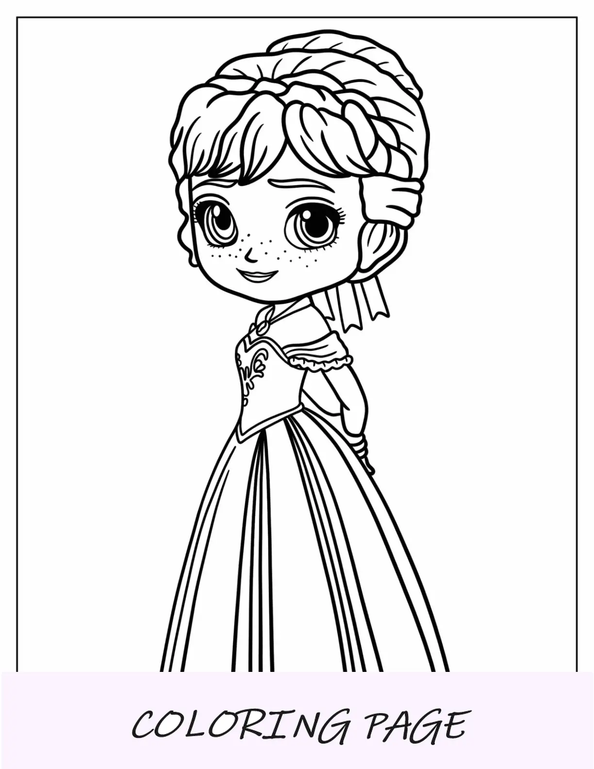 Página para colorear de Chibi Anna para niños