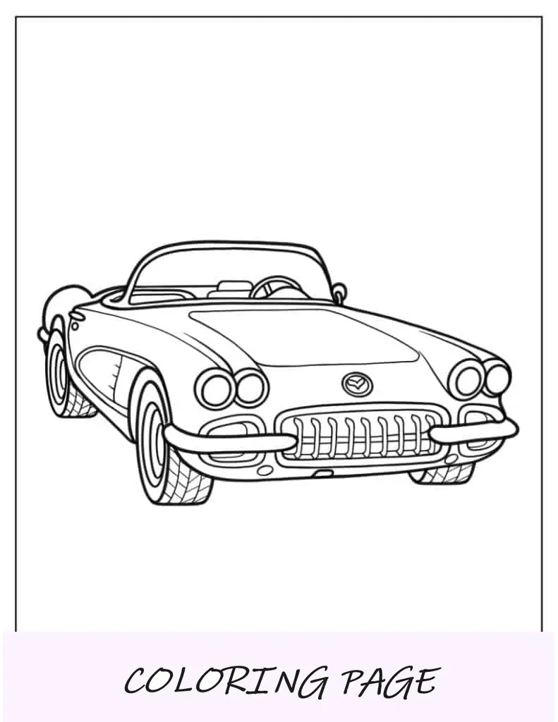 Pagina da colorare di Corvette Fuelie vintage