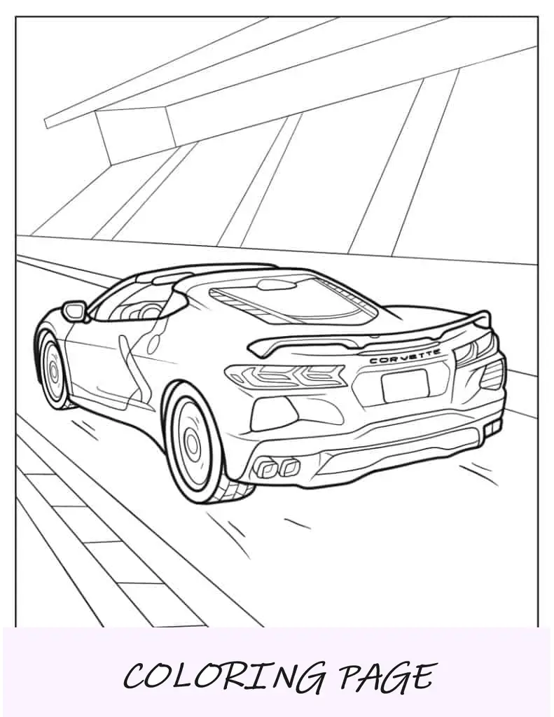 Corvette Racing in pista da colorare