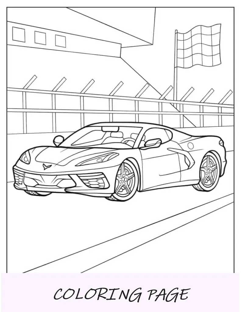 Pagina da colorare di Corvette Stingray