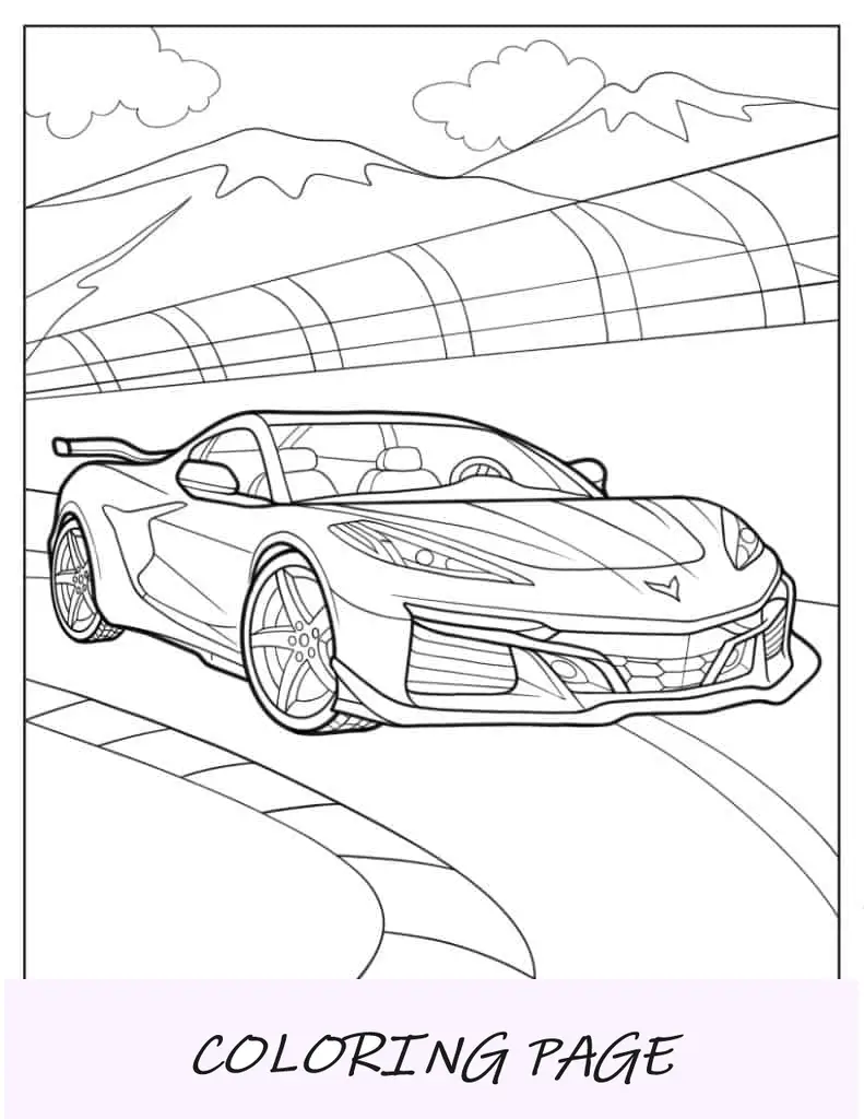 Stingray Corvette dettagliato da colorare