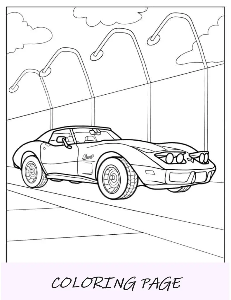 Pagina da colorare dettagliata della Corvette LS6