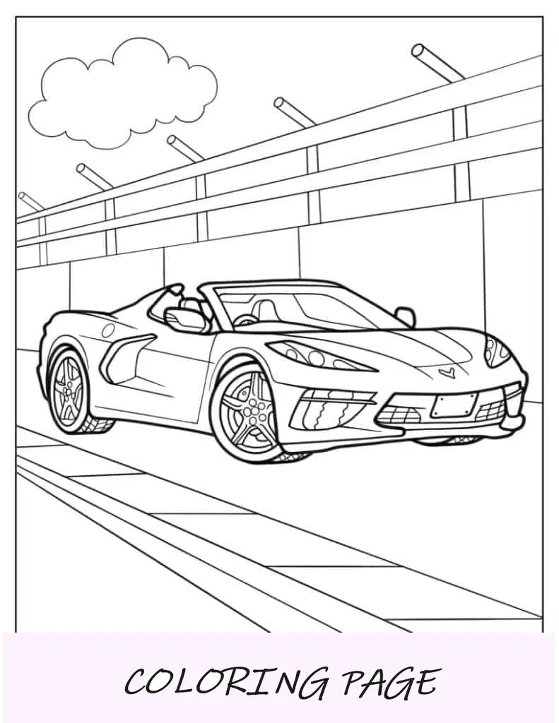 Pagina da colorare di Corvette Stingray