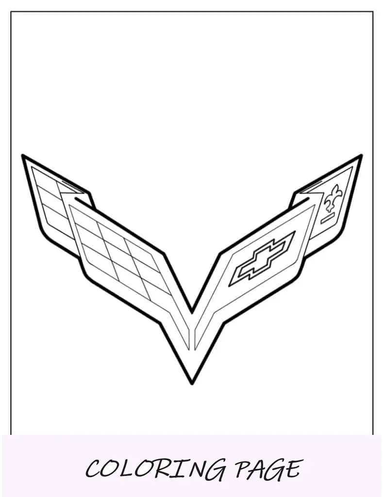 Pagina da colorare con logo Corvette
