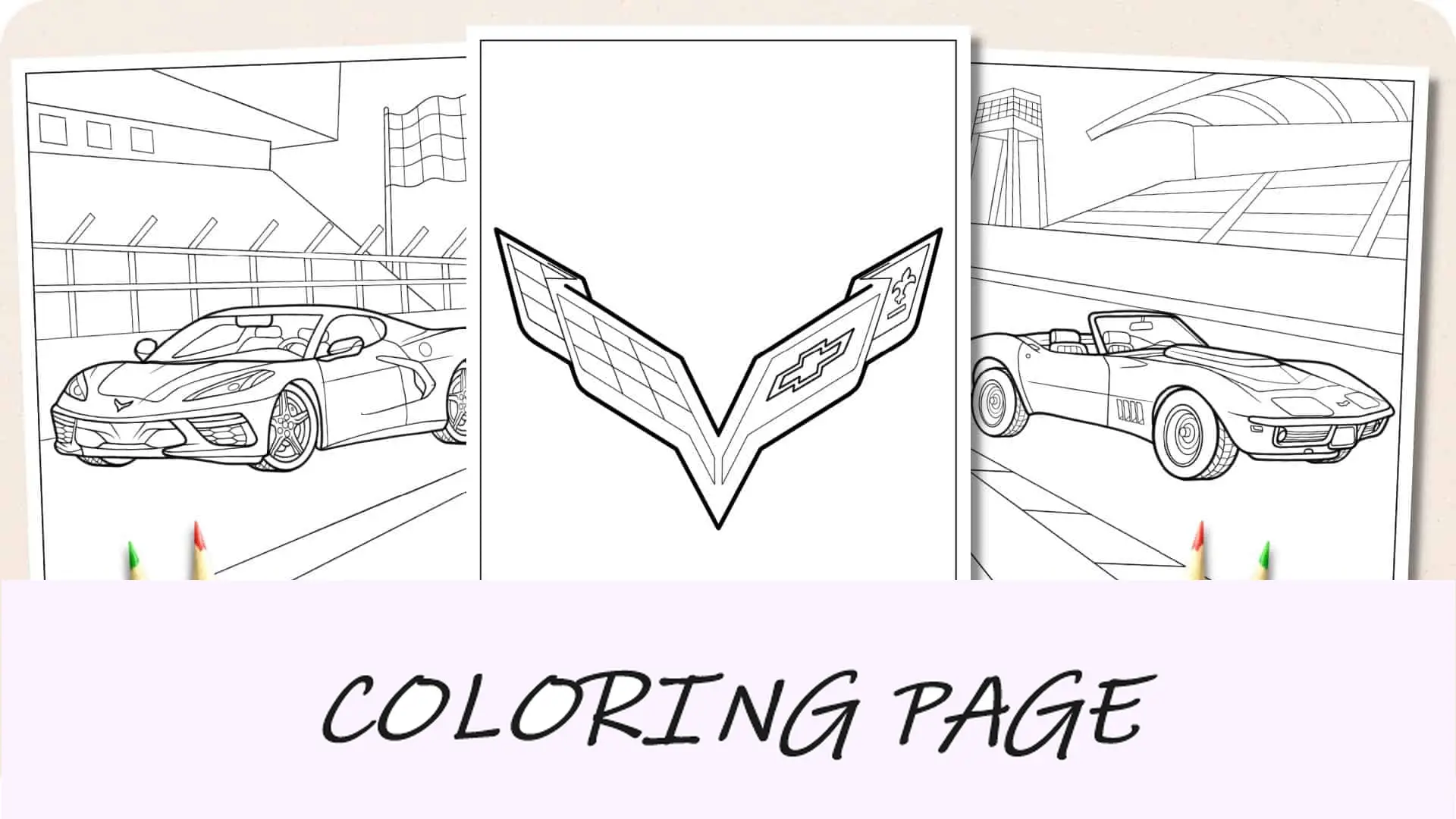 Corvette da colorare. Immagine in evidenza