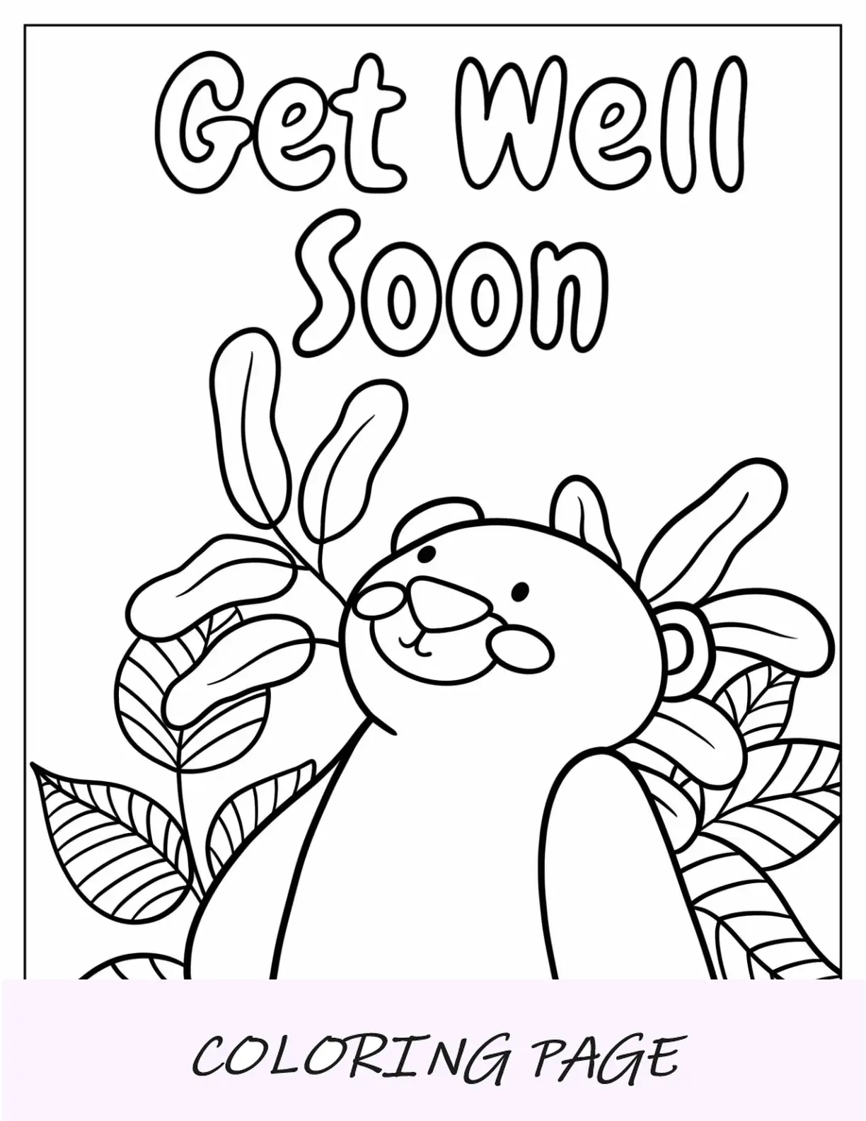 Página para colorear fácil de osito de peluche que se recupere pronto para niños