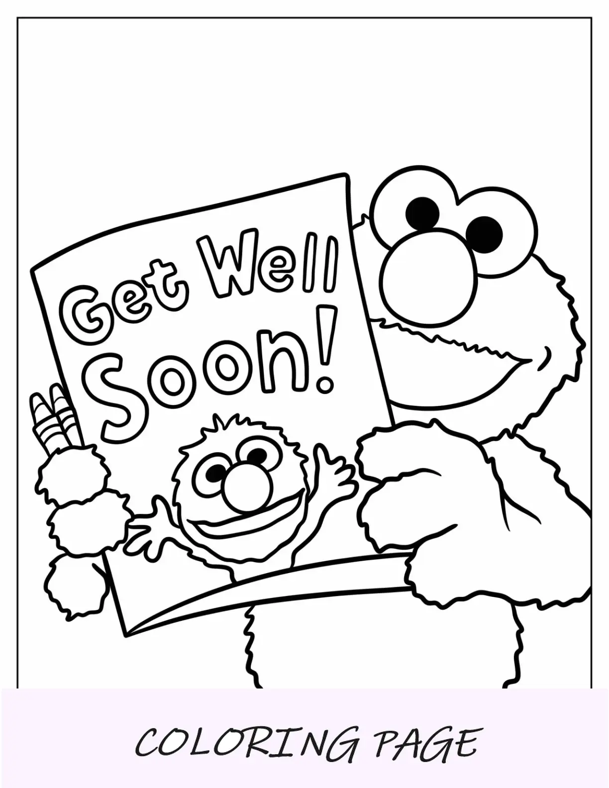 Elmo sosteniendo que te mejores pronto para colorear