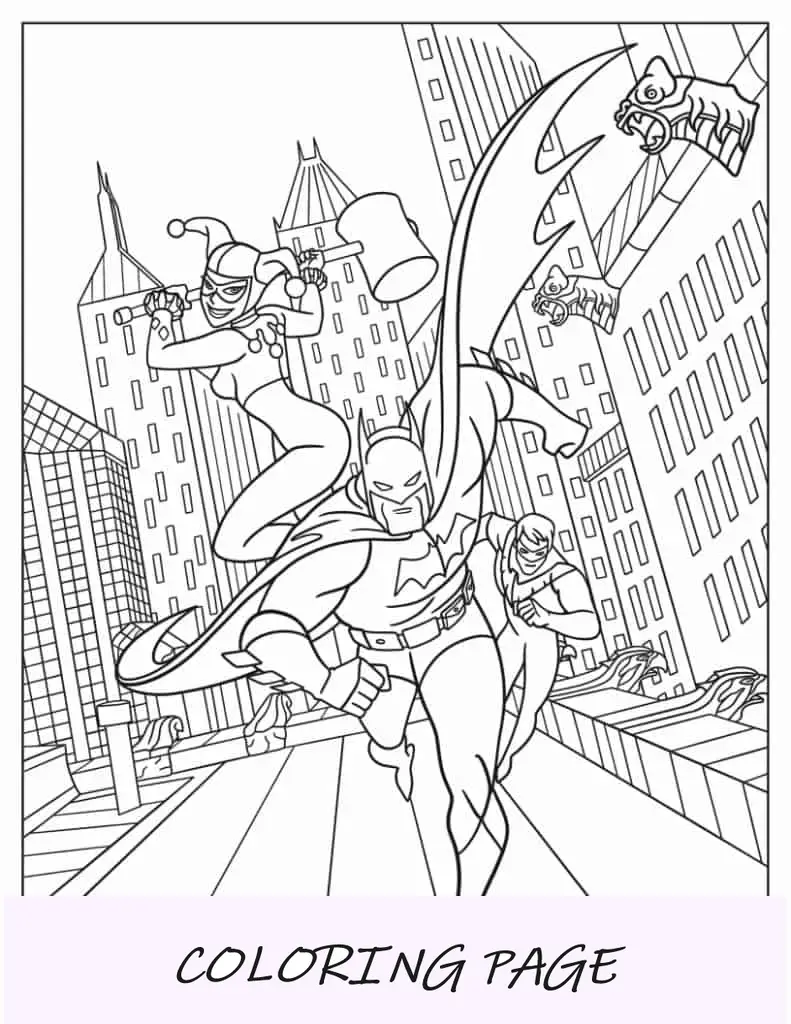 harley quinn con batman y robin