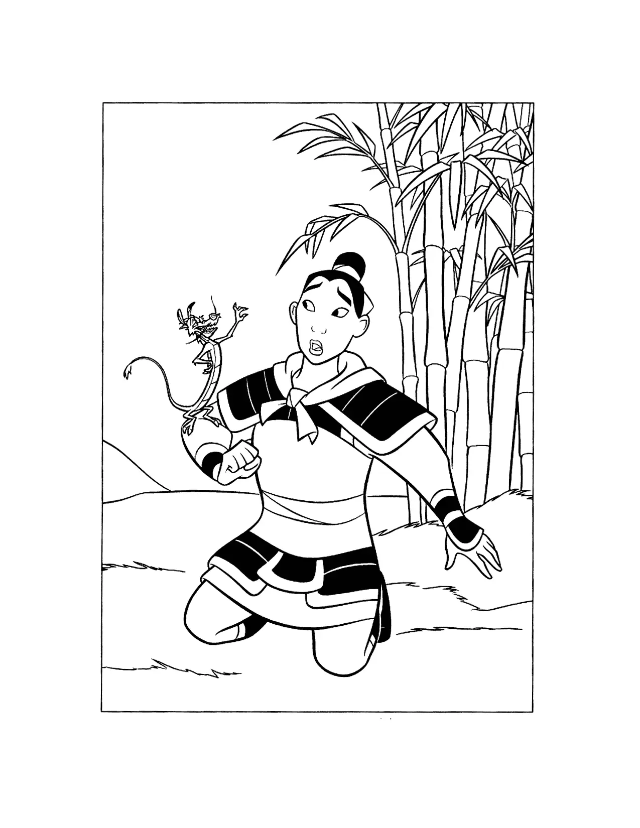 Mushu And Mulan Coloring Pages