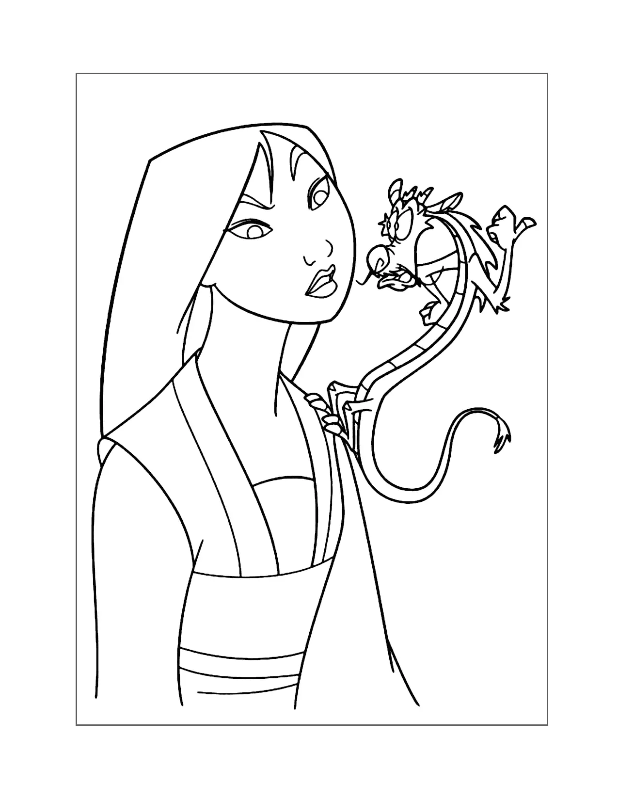 Mulan Is Angry With Mushu Coloring Page