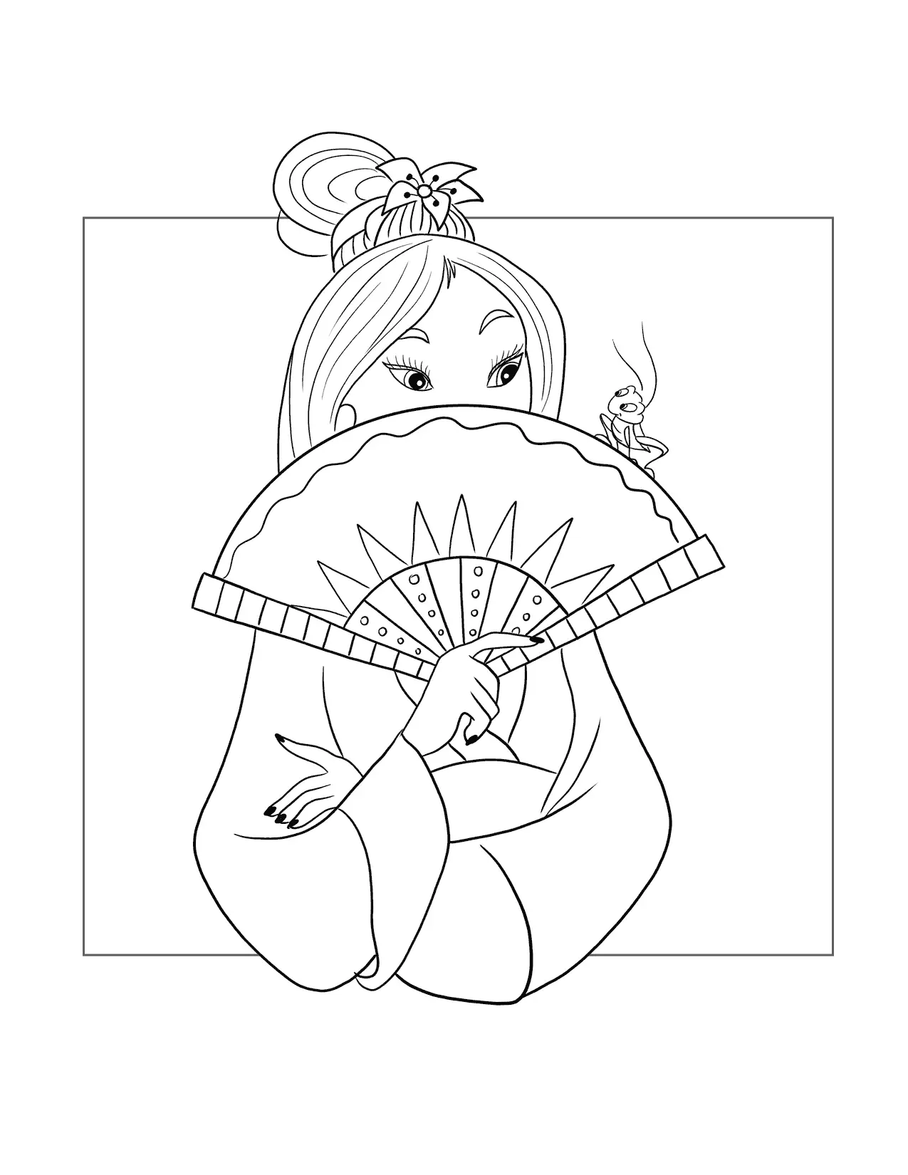 Cute Mulan And Crikee Coloring Page