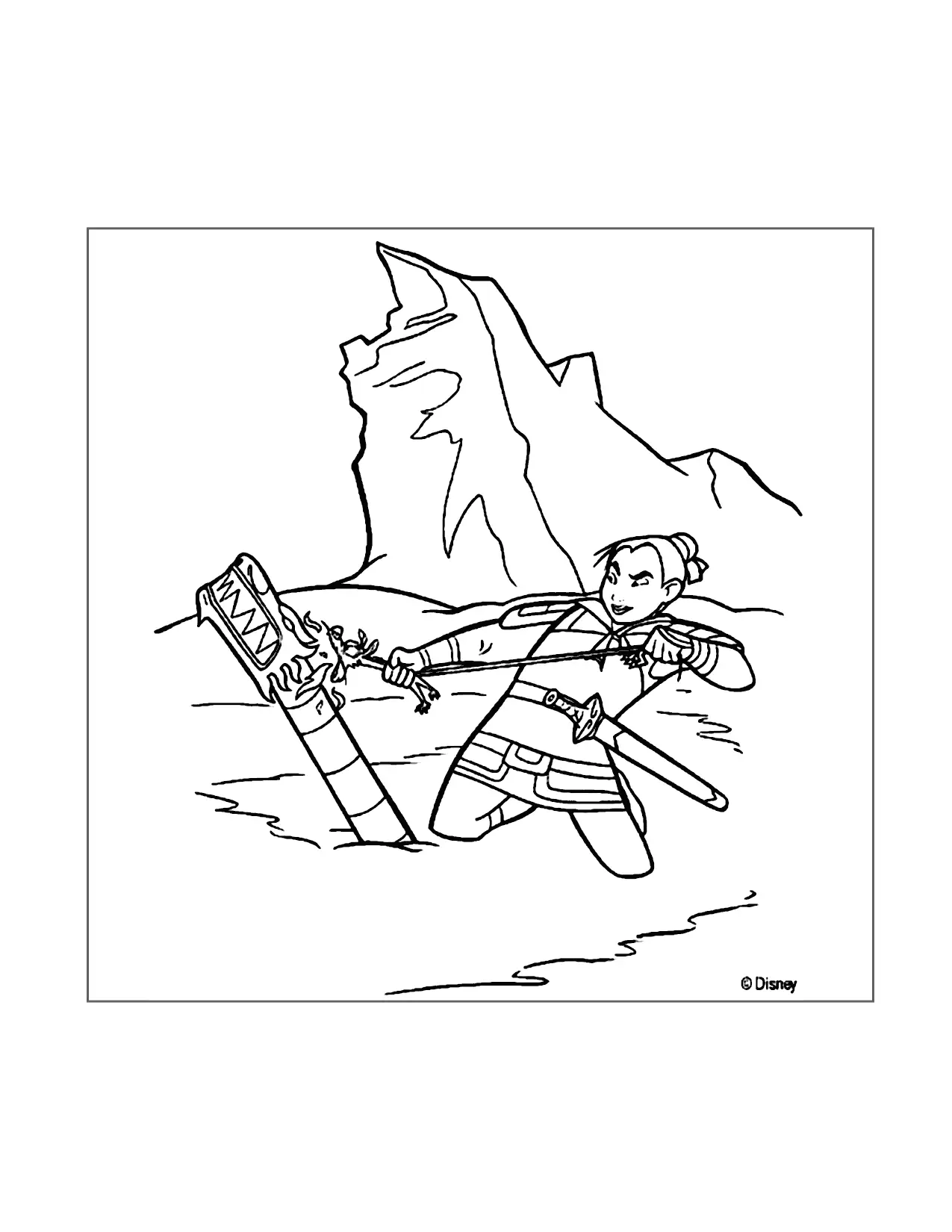 Mulans Avalanche Defeats The Huns Coloring Page
