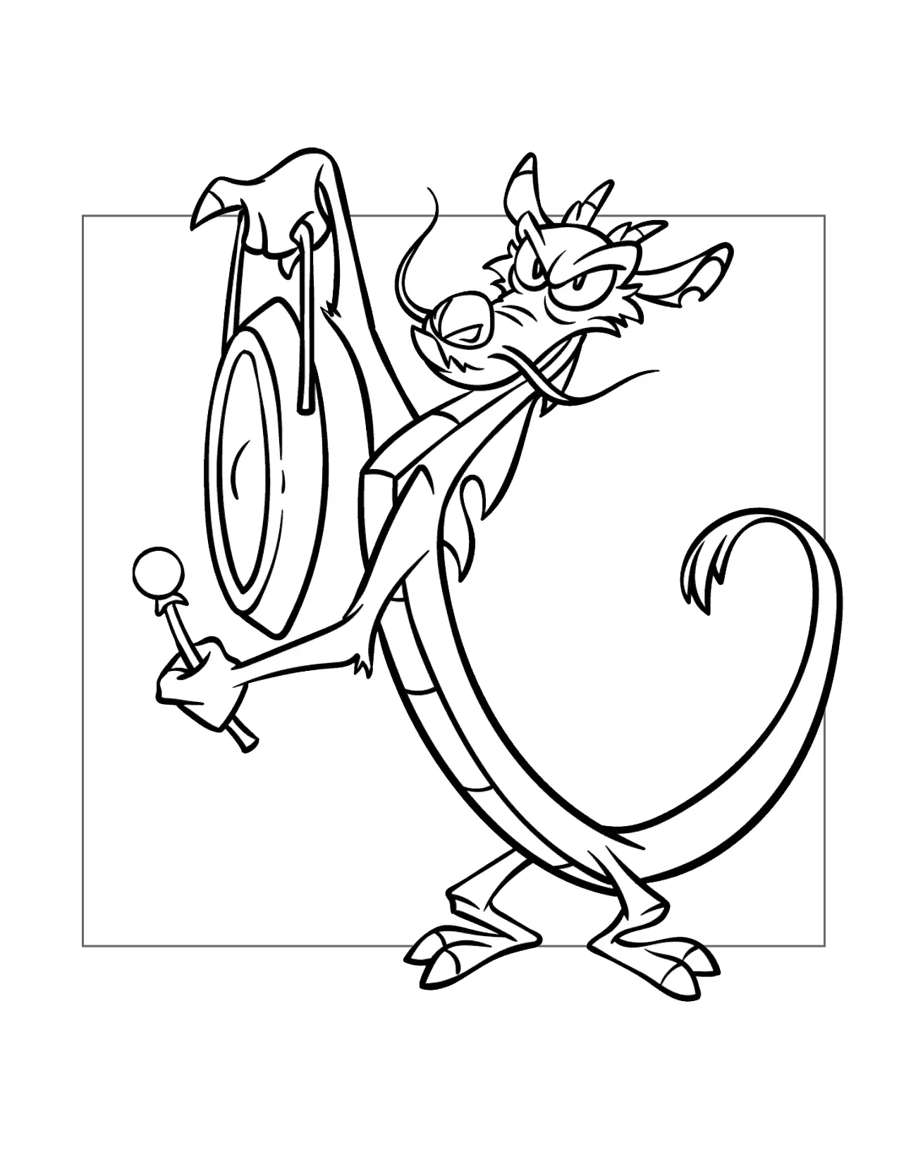Mushu Has A Gong Coloring Page