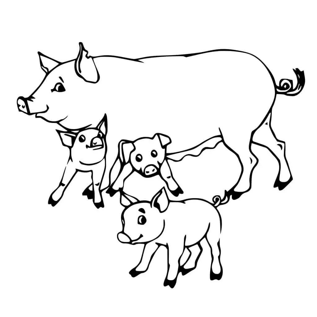Cute Pig Coloring Pages