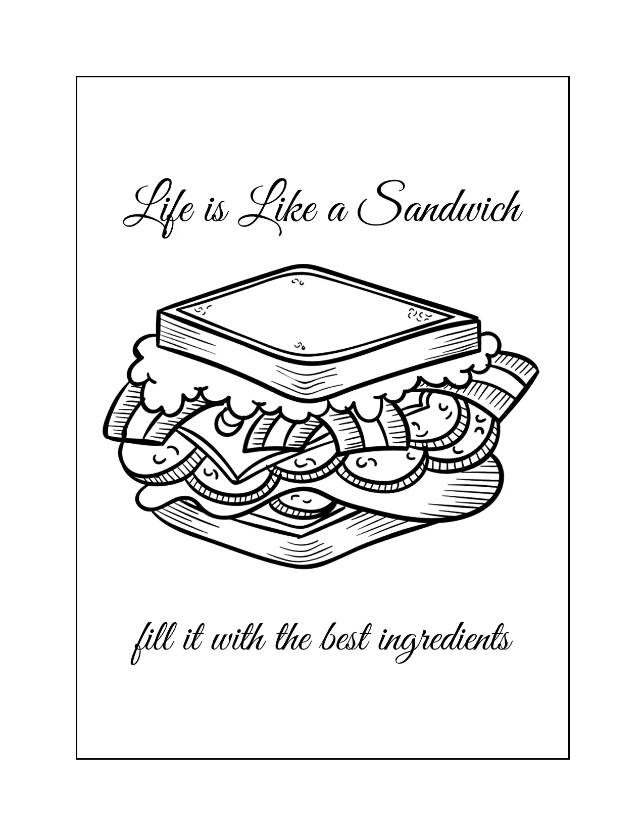 Sandwich Coloring Page