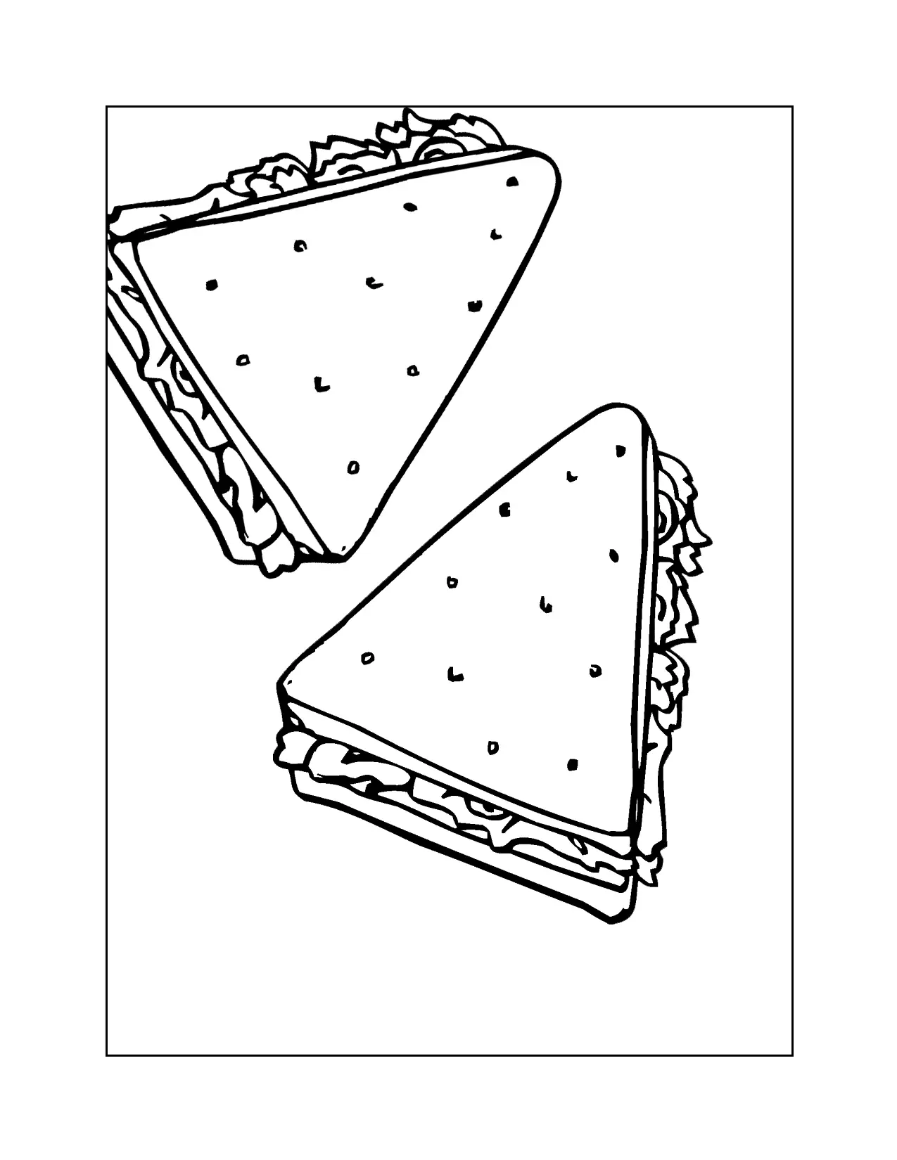 Diagonally Cut Sandwich Coloring Page