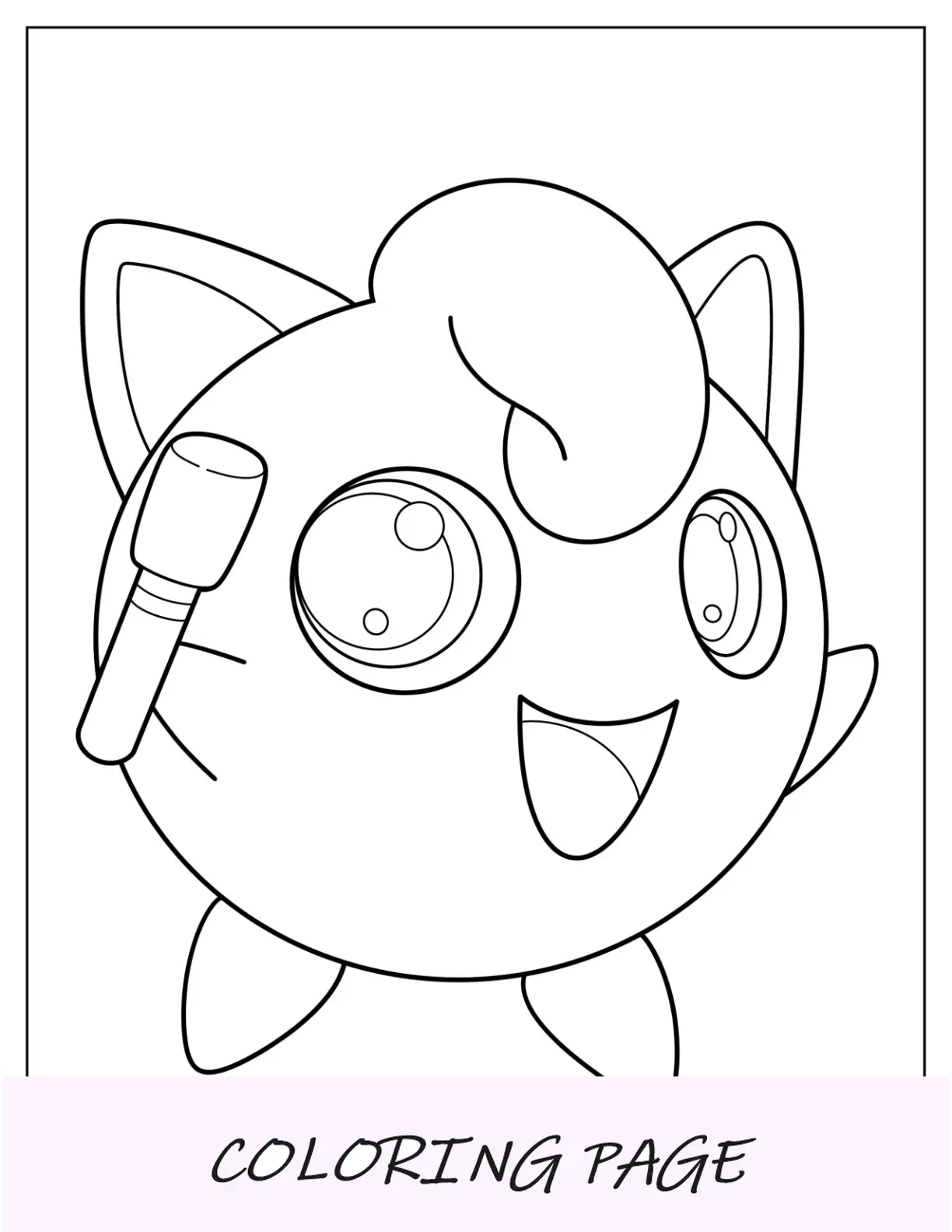 Esboço simples da página para colorir Jigglypuff para crianças