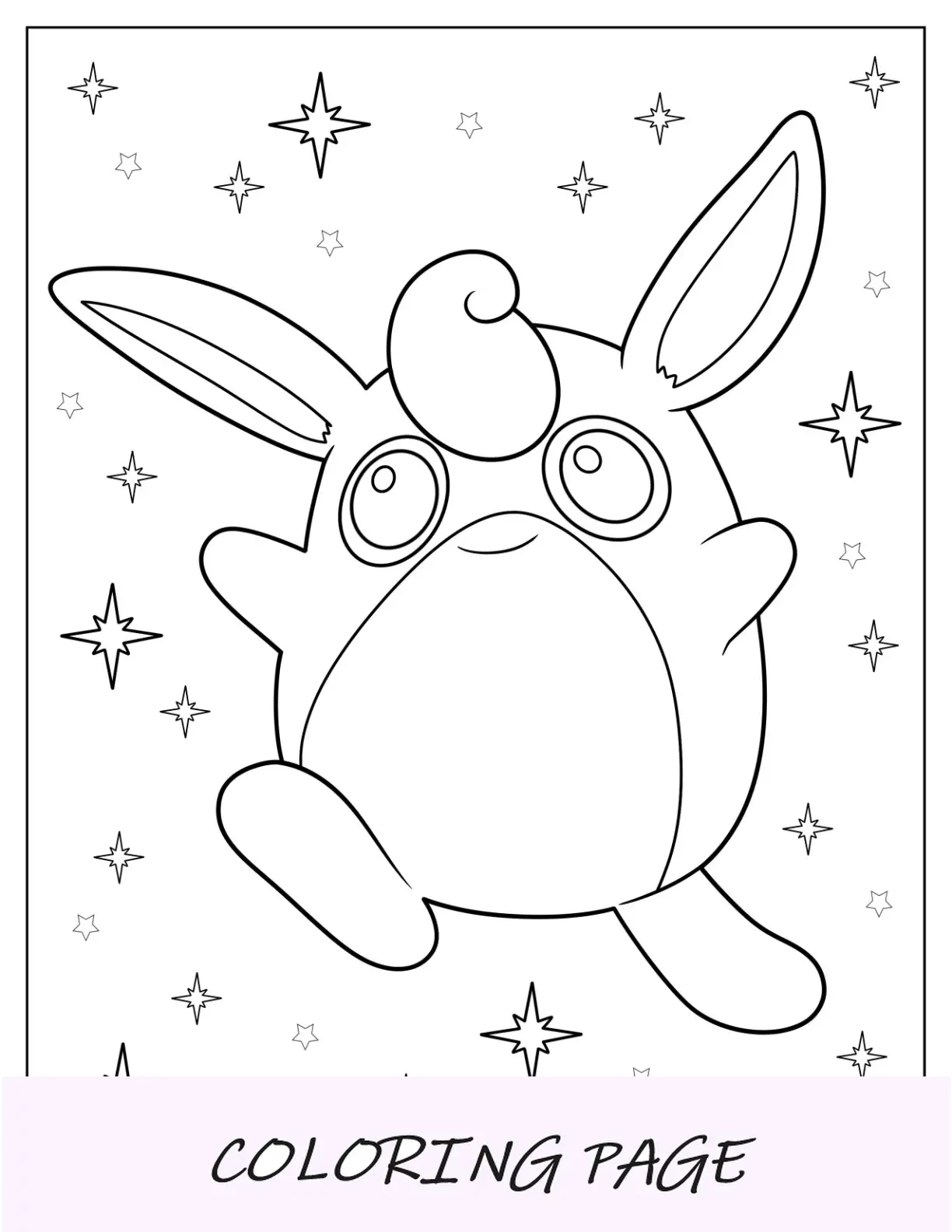 Página para colorir de Jigglypuff de Wigglytuff andando com estrelas ao fundo