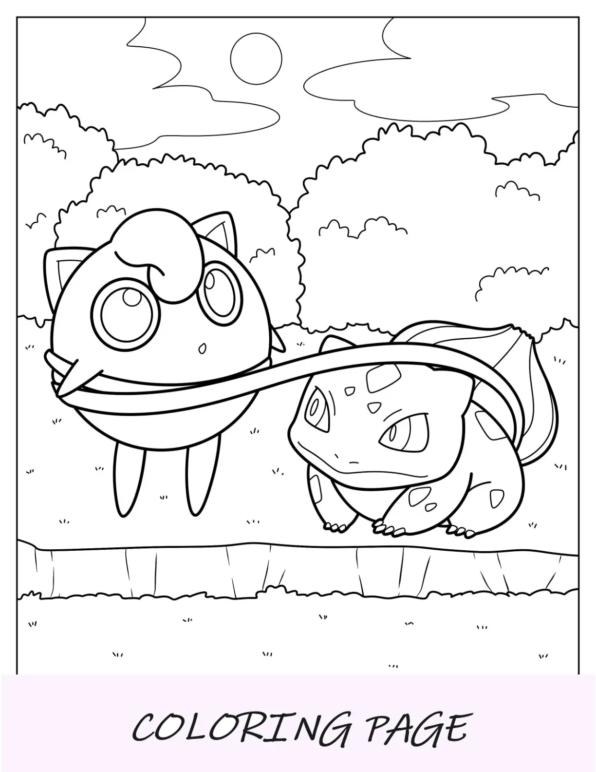 Bulbasaur levantando a página para colorir de Jigglypuff do chão