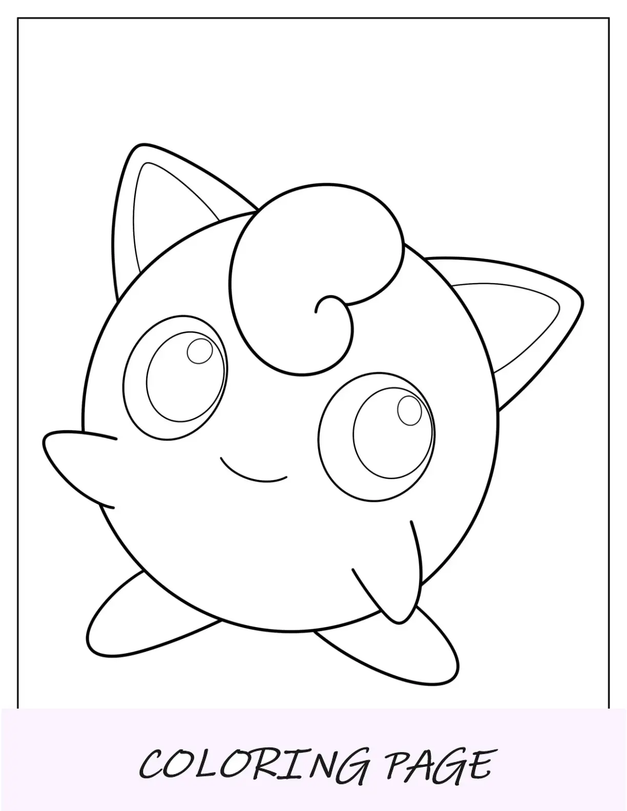 Página para colorir Jigglypuff acenando para crianças em idade pré-escolar