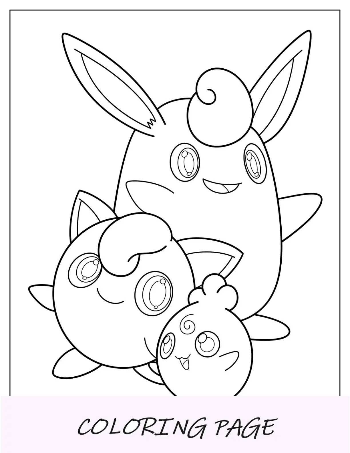 Página para colorir de Igglybuff, Jigglypuff e Wigglytuff