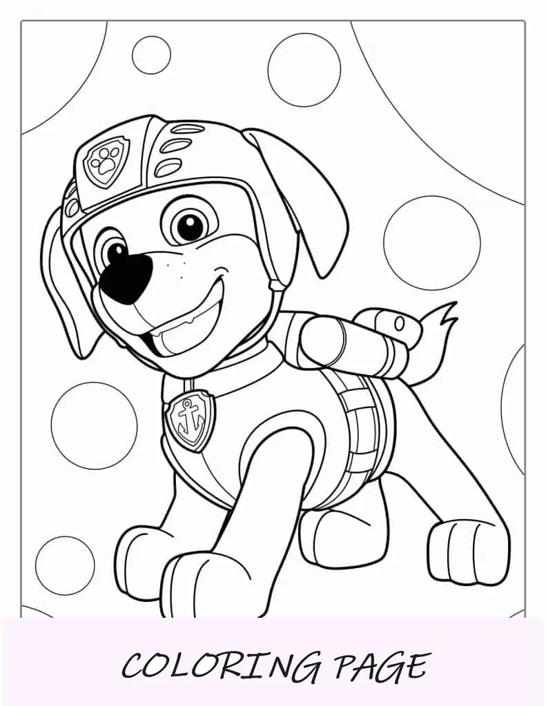 Pagina da colorare di Zuma di Paw Patrol
