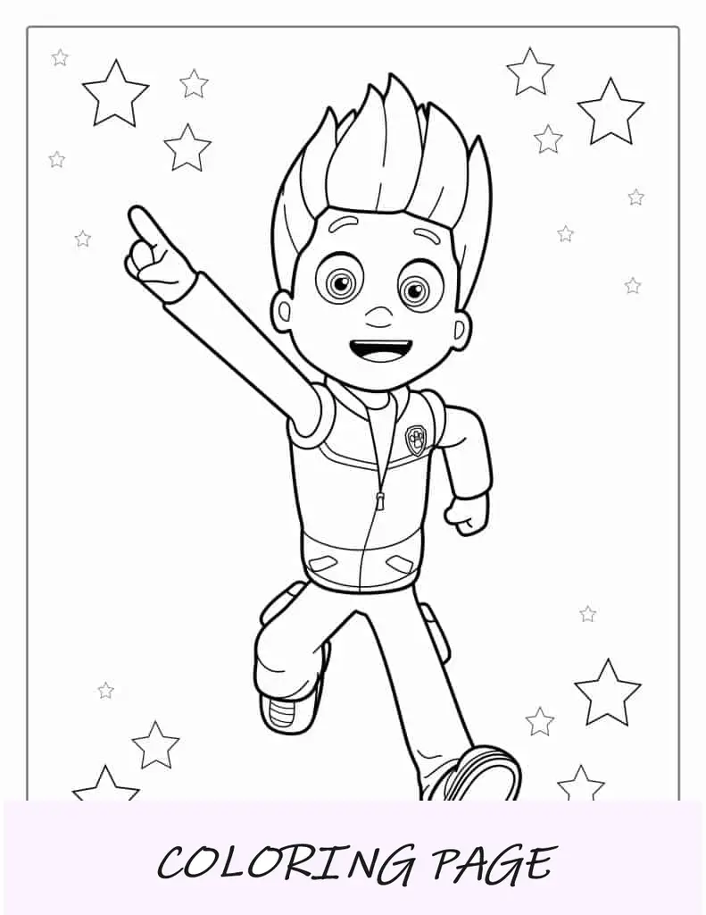 Foglio da colorare di Ryder di Paw Patrol