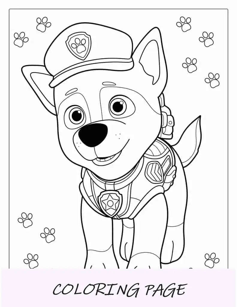 Foglio da colorare per inseguire il cane poliziotto
