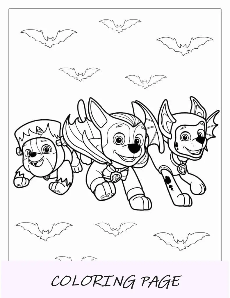 Immagine da colorare di Paw Patrol a tema Halloween
