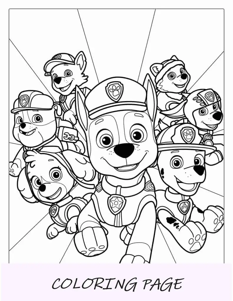 Pagina da colorare di Paw Patrol