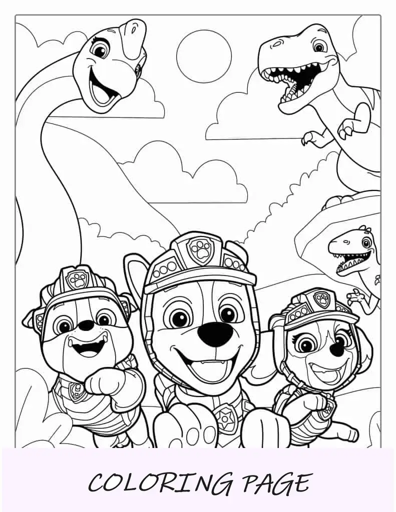 Pagina da colorare di Paw Patrol Dino Rescue