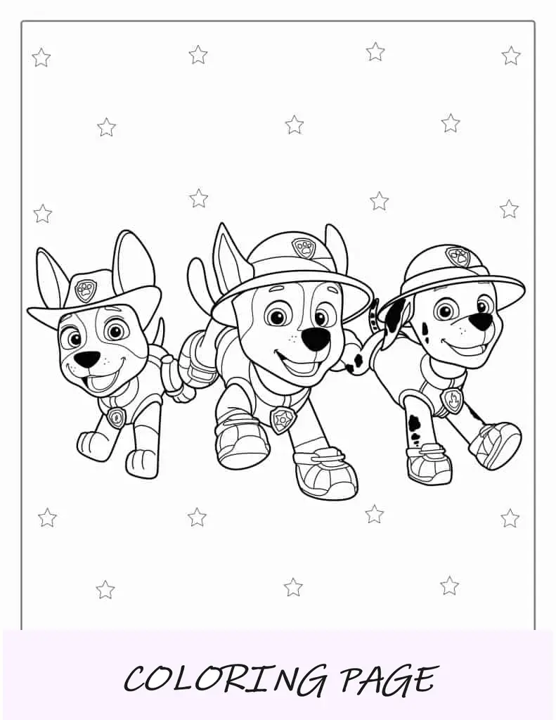 Foglio da colorare degli amici di Paw Patrol(1)