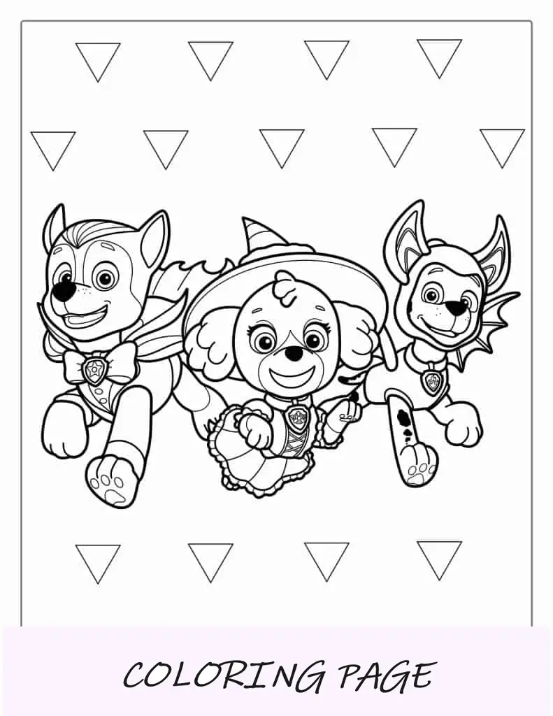 Pagina da colorare a tema Halloween di Paw Patrol
