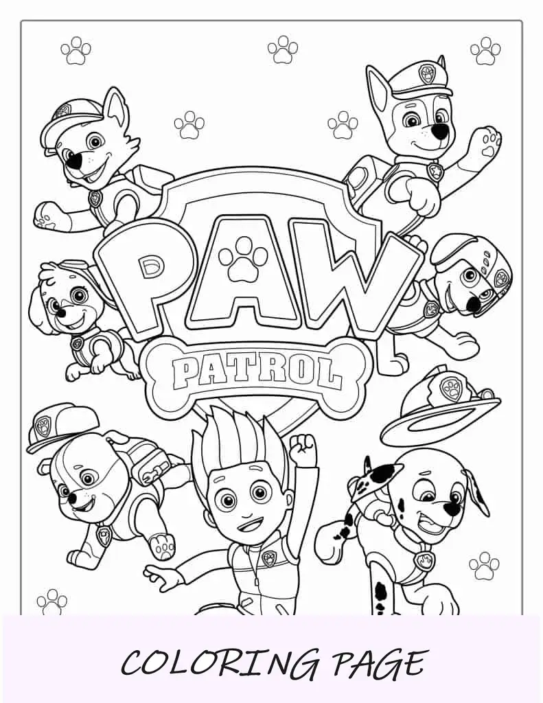 Paw Patrol Log con gli amici da colorare