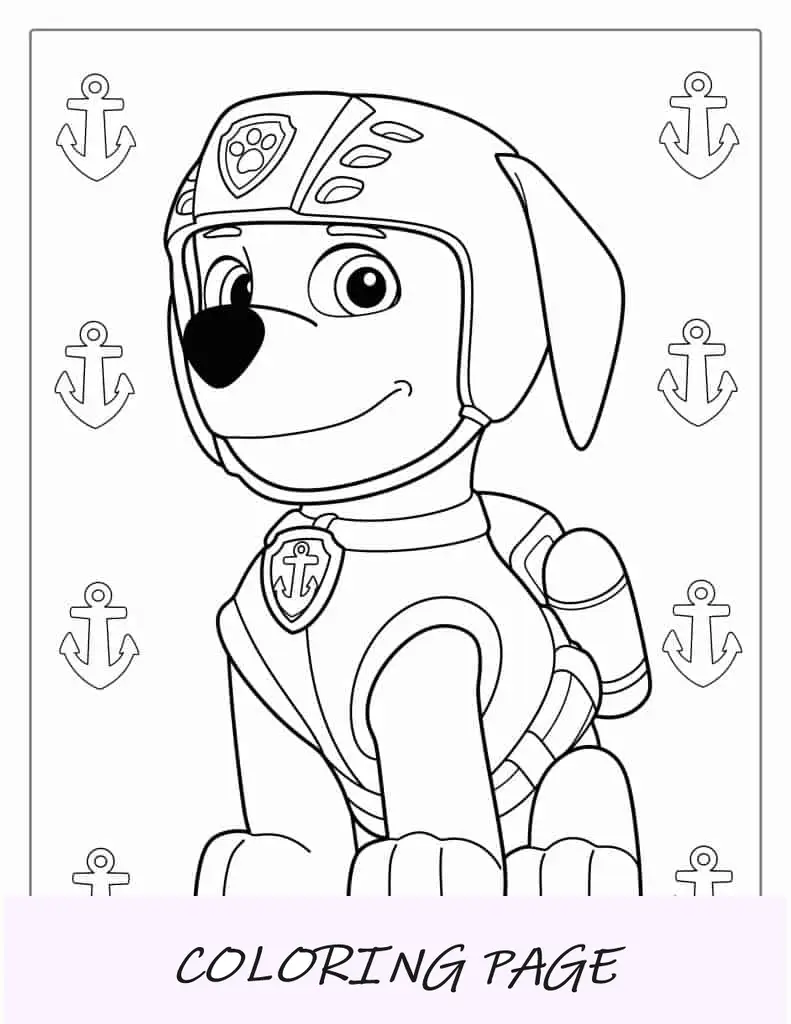 Pagina da colorare di salvataggio in mare di Paw Patrol
