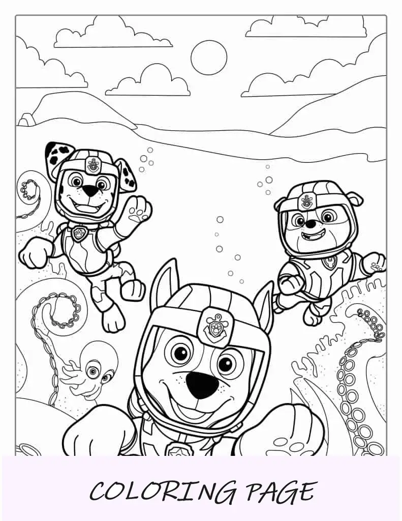 Foglio da colorare di Sea Rescue Paw Patrol